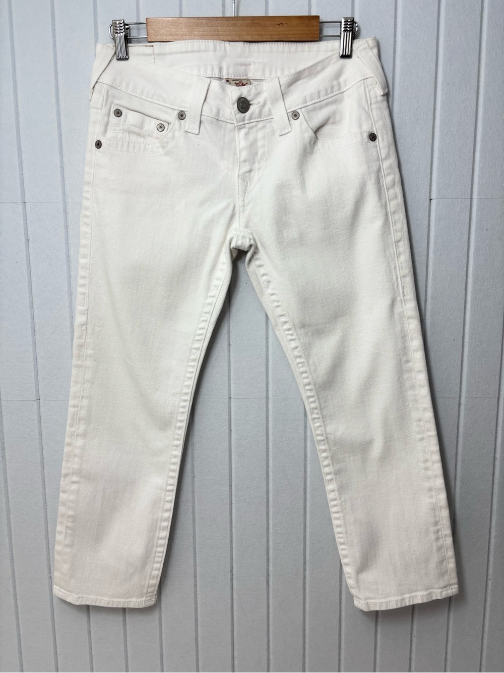 True Religion Women's‎ White Cropped Straight Jeans Size 31